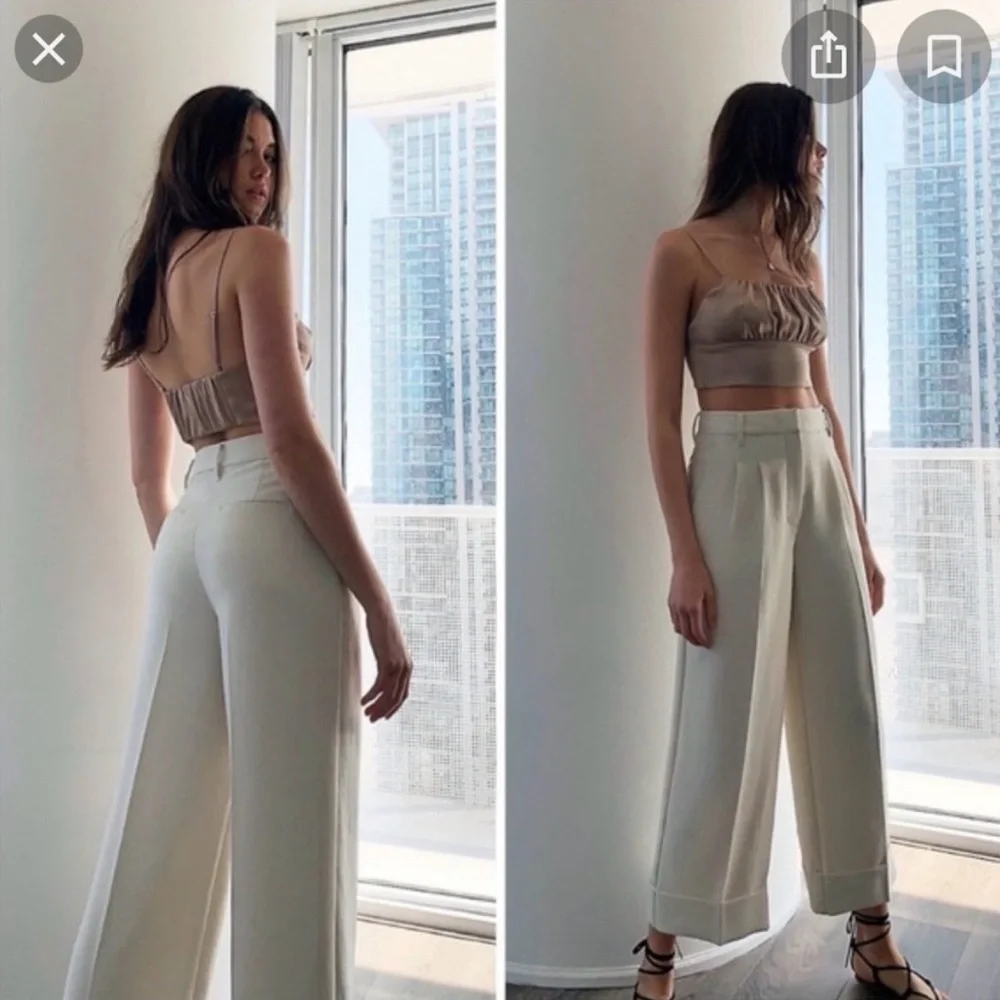 Aritzia Wilfred Effortless Cuffed Prose Pants Smocked Lilac Gray Size 2